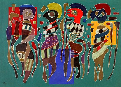 Kandinsky - Four figures on three squares, 1943