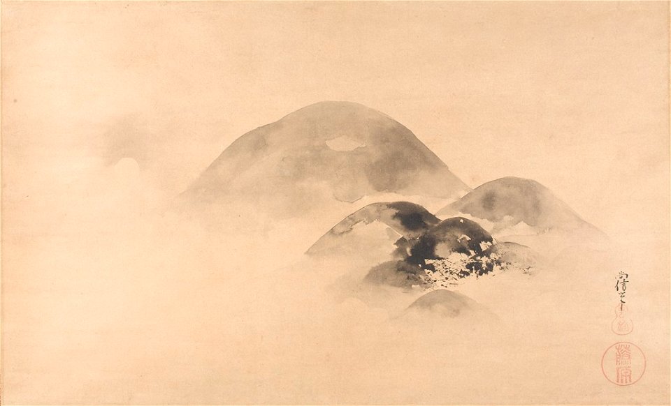 Kano Naonobu - Landscape with Full Moon - 2003.167 - Harvard Art Museums