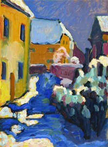 Kandinsky - Friedhof und Pfarrhaus in Kochel, 1909