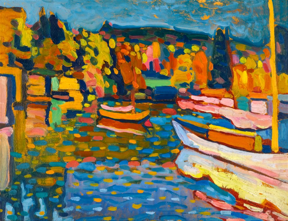 Kandinsky - STUDIE FÜR HERBSTLANDSCHAFT MIT BOOTEN (STUDY FOR AUTUMN LANDSCAPE WITH BOATS), 1908, R244