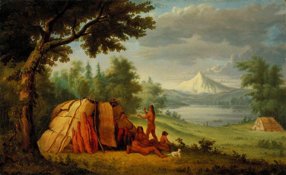 Paul Kane - Chinook Indians in Front of Mount Hood