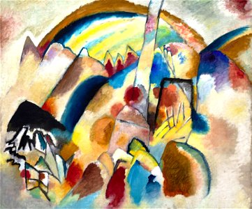 Vassily Kandinsky, 1913 - Landscape With Red Spots. Free illustration for personal and commercial use.