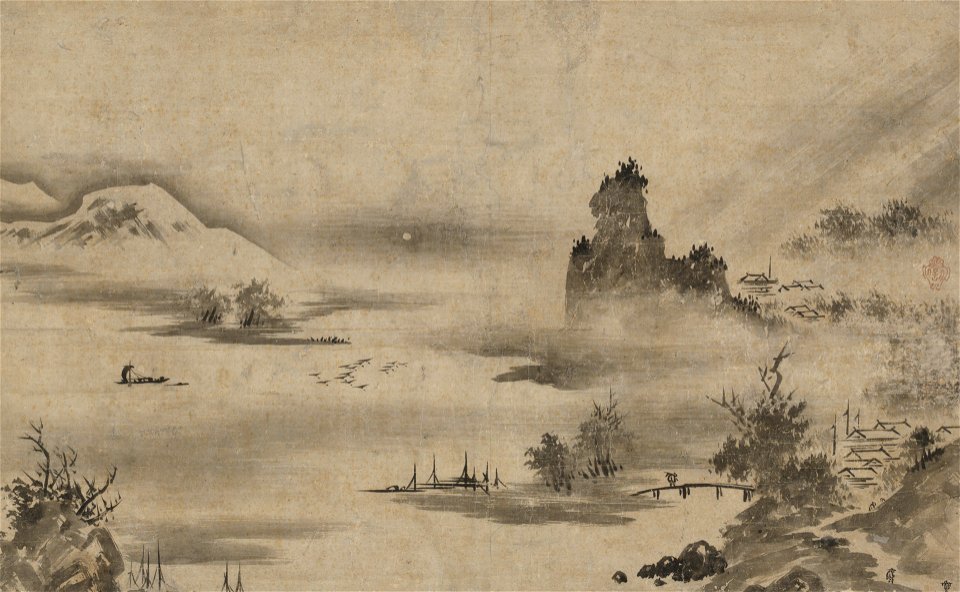 Kano Motonobu - Eight Views of the Xiao-Xiang Region (Shosho Hakkei) - 2001.56.1 - Yale University Art Gallery
