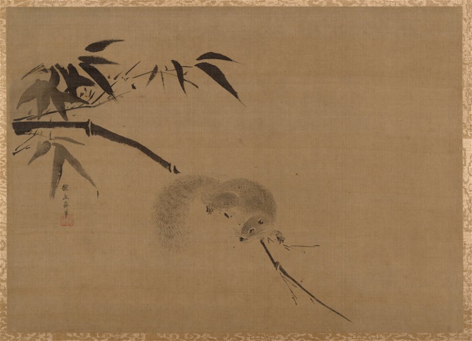 Kano Tan'yū - Squirrel on Bamboo - 14.76.61.64 - Metropolitan Museum of Art