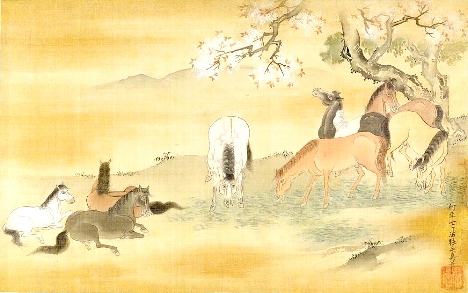 Kano Yasunobu - Eight Horses - 1943.56.22.26 - Arthur M. Sackler Museum