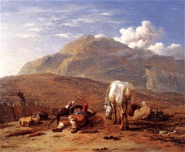 Karel Dujardin - Italian Landscape with a Young Shepherd - WGA6847. Free illustration for personal and commercial use.