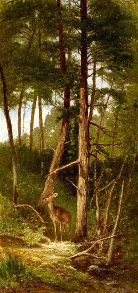 Karl Bodmer Waldlandschaft mit Reh