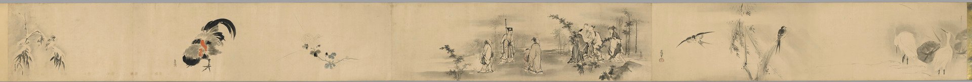 Kano Yasunobu - Bird, Flowers, and Various Chinese Figure - 2006.210.4.2 - Yale University Art Gallery