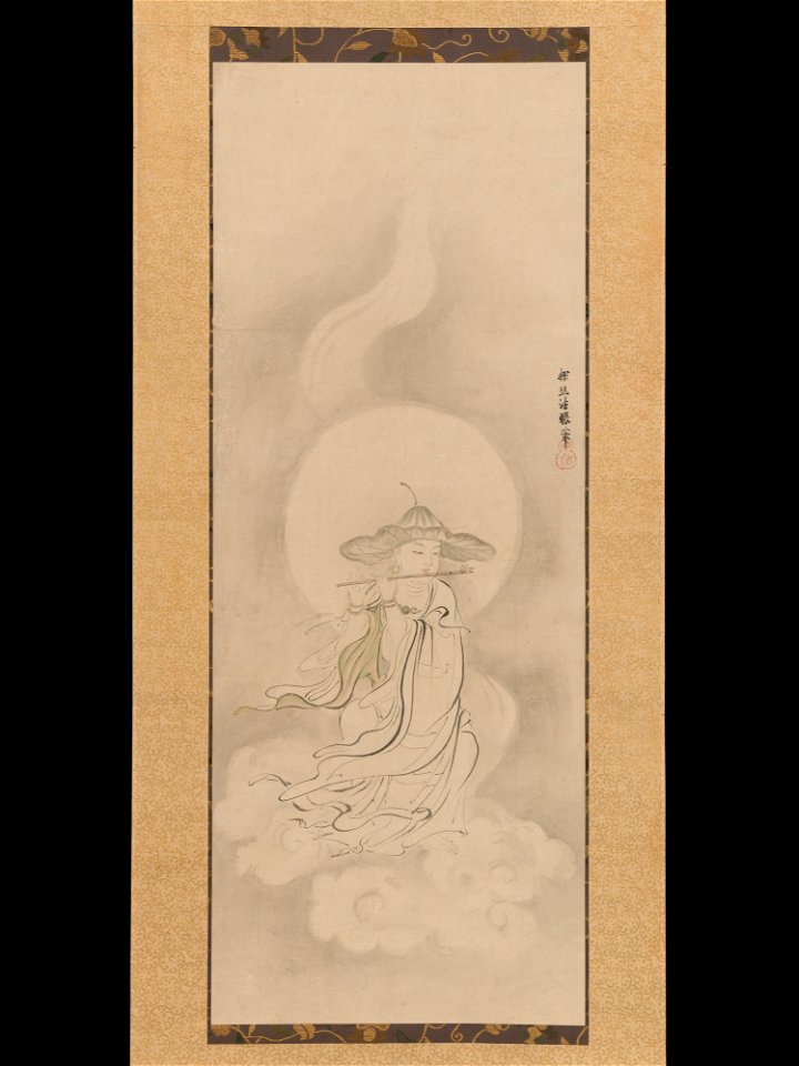 Kano Tan'yū - Jizō Bosatsu Playing a Flute - 2015.300.78 - Metropolitan Museum of Art