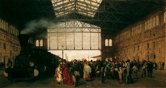 Arrival of a train at Vienna northwest-station - Karl Karger - Google Cultural Institute