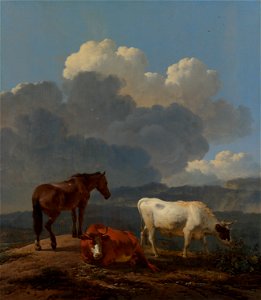 Karel Dujardin - Italianate Landscape with Cattle - 1095 - Mauritshuis. Free illustration for personal and commercial use.