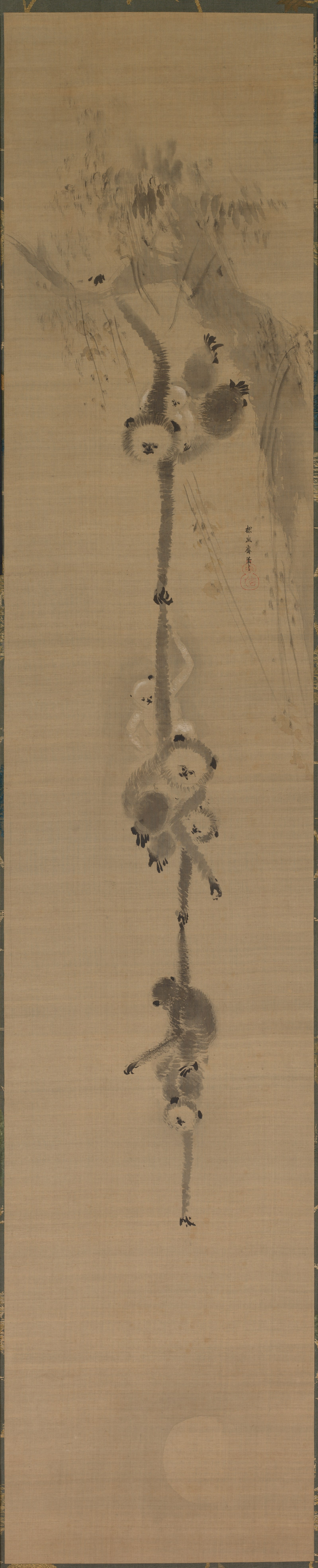 Kanō Tan'yū - Monkeys Reaching for the Moon - 2015.478 - Cleveland Museum of Art