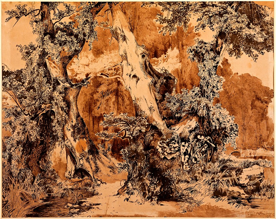 Karl Blechen - Weathered Tree Trunks in a Park - Google Art Project