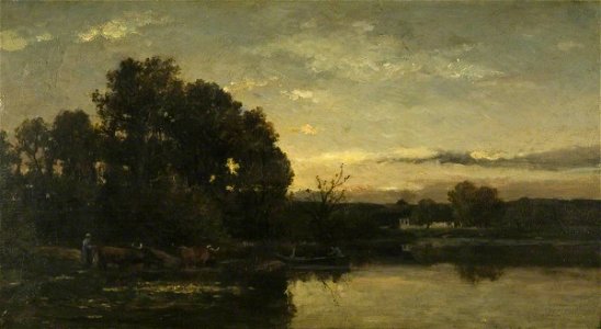 Karl Daubigny (1846-1886) - A River Landscape - K5880 - Bristol City Museum and Art Gallery