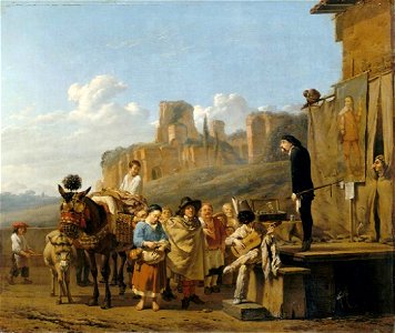 Karel Dujardin - A Party of Charlatans in an Italian Landscape - WGA6861. Free illustration for personal and commercial use.