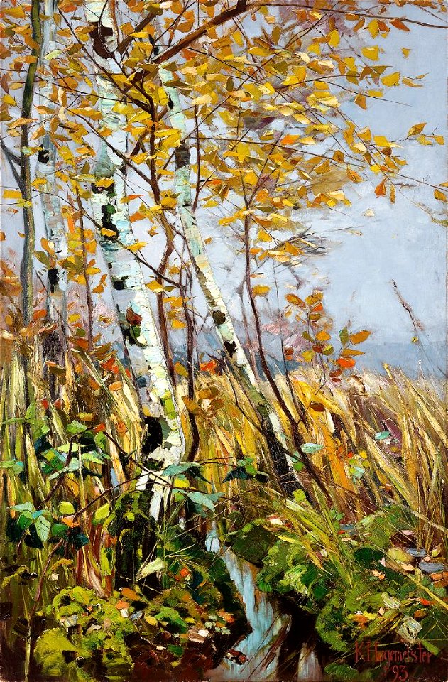 Karl Hagemeister Birken an einem Bachlauf 1893
