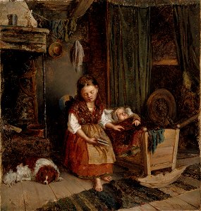 Karl Emanuel Jansson - Tyttö kehdon ääressä - A IV 2781 - Finnish National Gallery