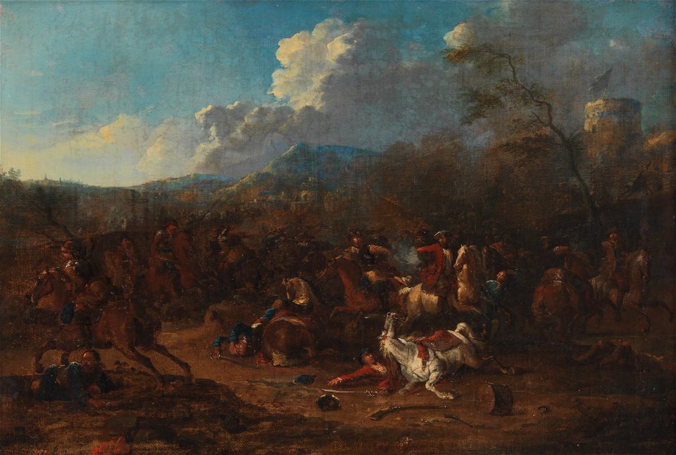 Karel Breydel - Cavalry Skirmish at a Fortress - KMS648 - Statens Museum for Kunst