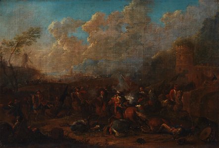 Karel Breydel - Cavalry Skirmish at a Fortress - KMS647 - Statens Museum for Kunst