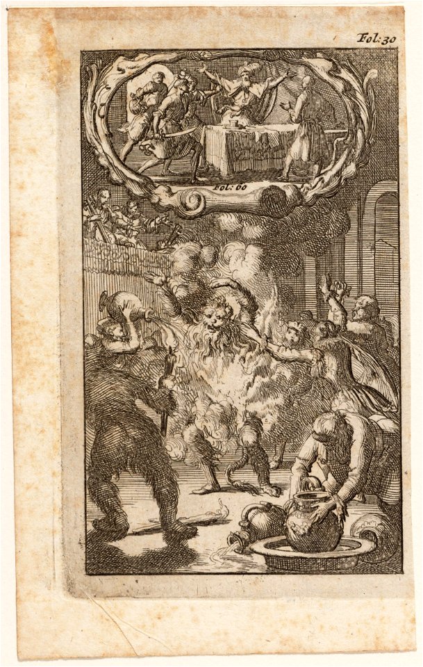 Karel VI, koning van Frankrijk, vat vlam op een gemaskerd feest, objectnr A 42172