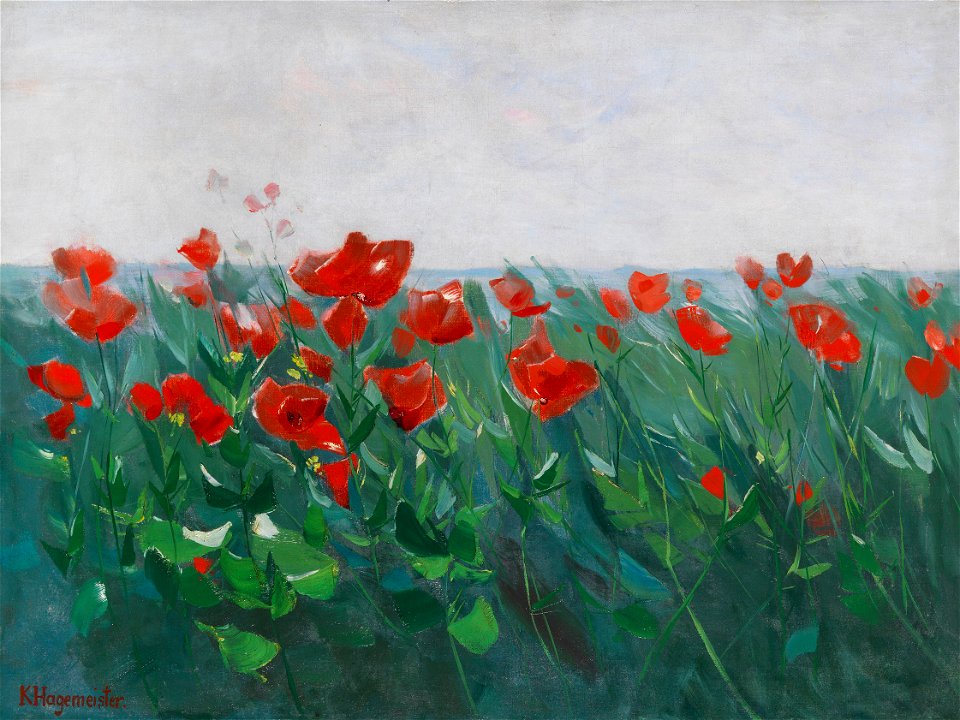 Karl Hagemeister Roter Mohn am Seeufer