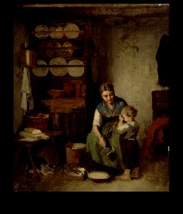 Karl Emanuel Jansson - A Boy Being Given Milk, Sketch I - A II 934 - Finnish National Gallery