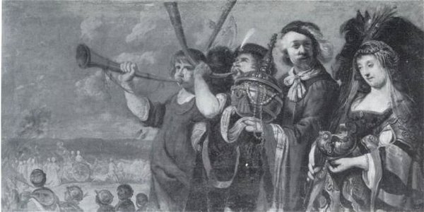 Karel van Mander (III) en atelier van Karel van Mander (III) - Arsake en haar gevolg brengen goud en juwelen naar de tempel van Isis in Memphis (Heliodorus, Aethio - GK 1173 - Museumslandschaft Hessen Kassel