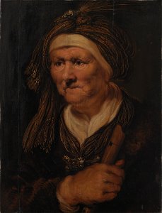 Karel van III Mander - En gammel kone. Allegorisk fremstilling af hørelsen - KMSsp800 - Statens Museum for Kunst