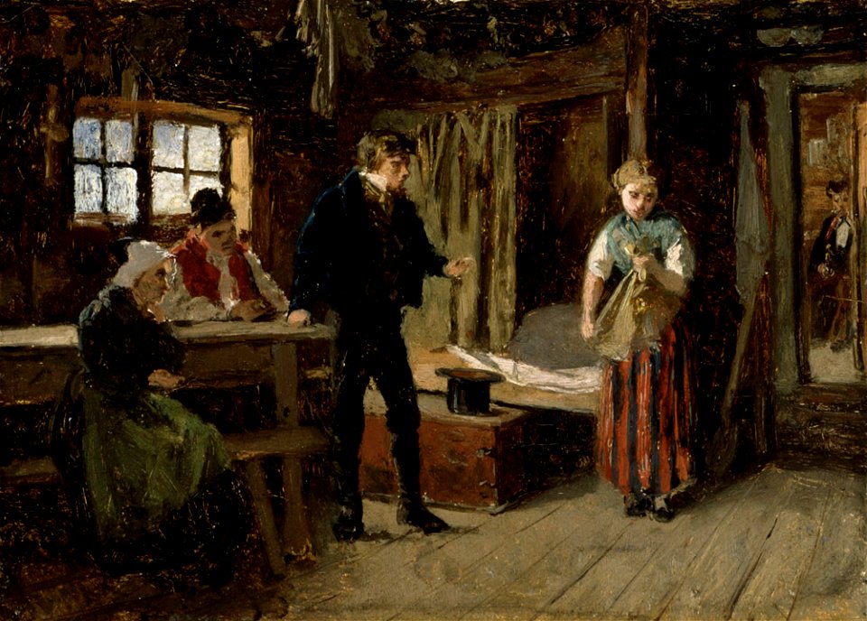 Karl Emanuel Jansson - Kosinta Ahvenanmaalla, harjoitelma - A II 887 - Finnish National Gallery