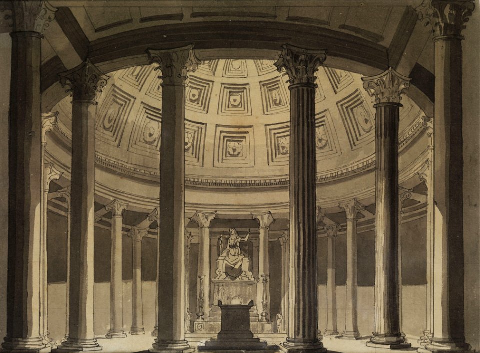 Karl Friedrich Schinkel (attr) Bühnenbildentwurf Tempel der Vesta