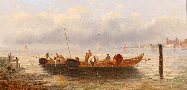 Karl Kaufmann - Fishermen by the Coast. Free illustration for personal and commercial use.