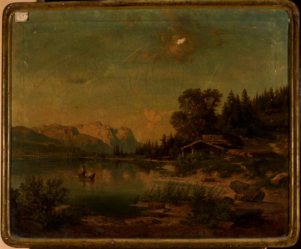 Karl Müller - Lake in the mountains - 130569 MNW - National Museum in Warsaw. Free illustration for personal and commercial use.