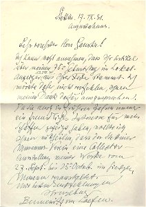 Karl Bennewitz von Loefen der Jüngere - Brief an Willy Ganske, 17. Sept. 1931