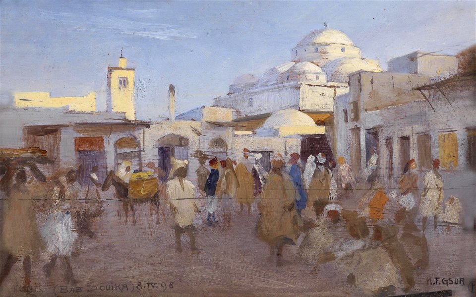 Karl Friedrich Gsur Straßenszene im Sonk von Tunis 1898