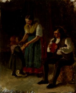 Karl Emanuel Jansson - Äiti tanssii pikkutyttönsä kanssa, luonnos - A I 206-11 - Finnish National Gallery