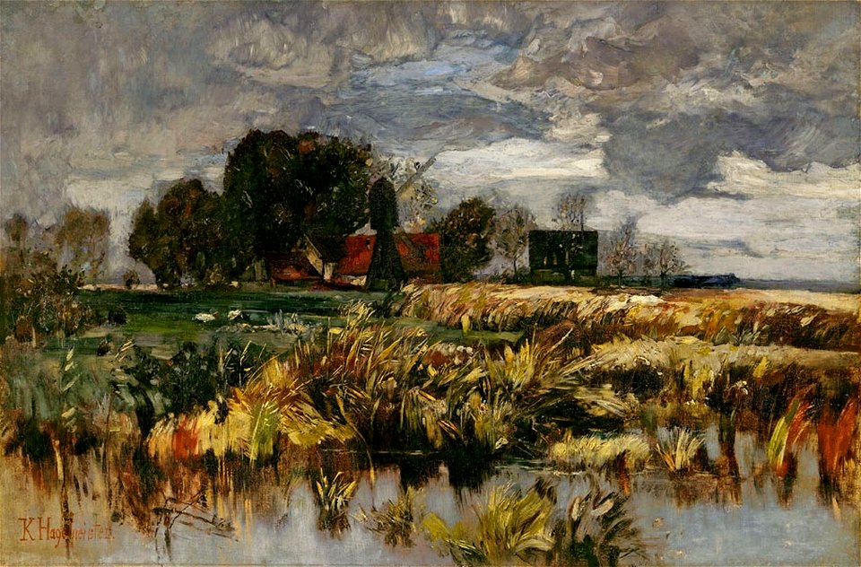 Karl Hagemeister Landschaft mit Windmühle c1880