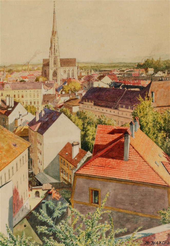 Karl Hayd Blick auf Linz 1926
