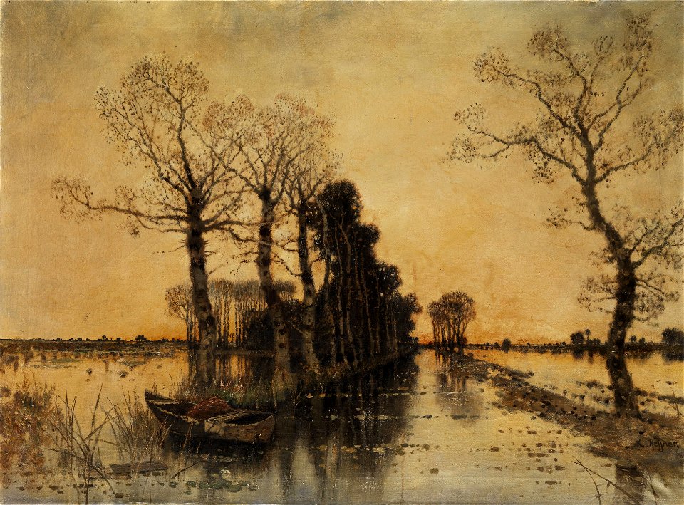 Karl Heffner Moorlandschaft mit überschwemmter Allee