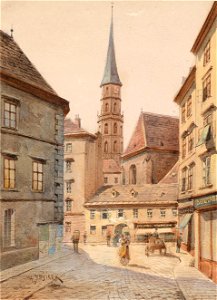 Karl Wenzel Zajicek Blick von der Stallburggasse zur Michaelerkirche