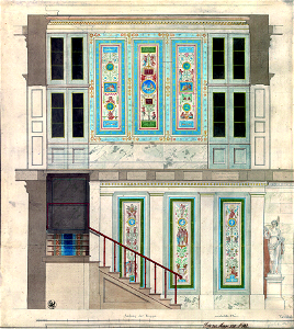 Karl Friedrich Schinkel Entwurf zu den Wandmalereien im Treppenhaus des Neuen Pavillons, 1825. Free illustration for personal and commercial use.