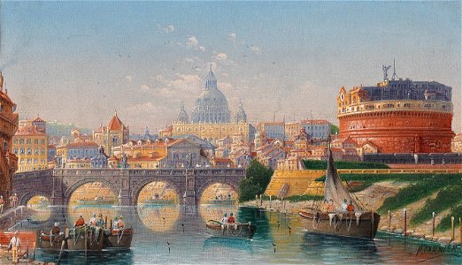 Karl Kaufmann - Rome, View of the Castel Sant'Angelo. Free illustration for personal and commercial use.