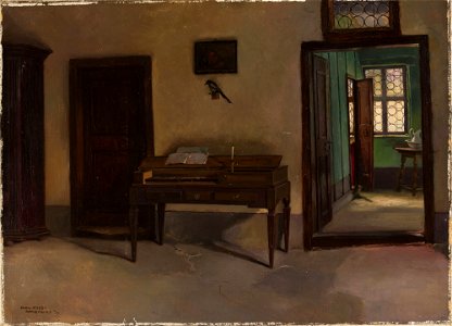 Karl Leopold Voss - Interior with a clavichord - M.Ob.2478 MNW - National Museum in Warsaw. Free illustration for personal and commercial use.