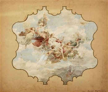 Karl Johann Peyfuss Flora und vier schwebende Genien 1891