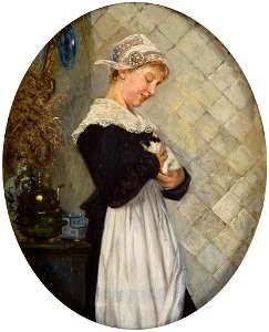 Karl Mücke Frau mit Kätzchen