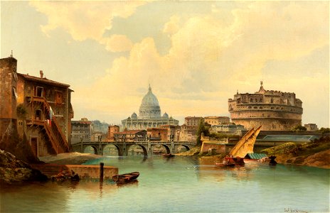 Karl Kaufmann - Rome, View of Castel Sant’Angelo. Free illustration for personal and commercial use.