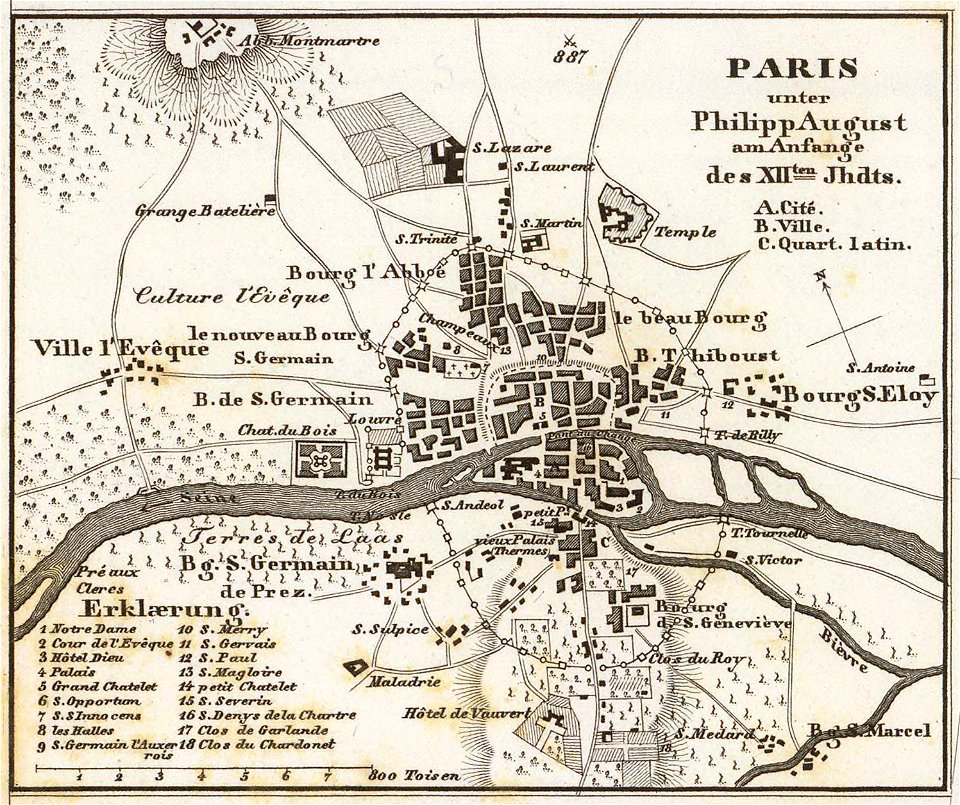 Karl Spruner von Merz, Paris unter Philipp August am Anfange des XIIten Jhdts, 1854 - David Rumsey