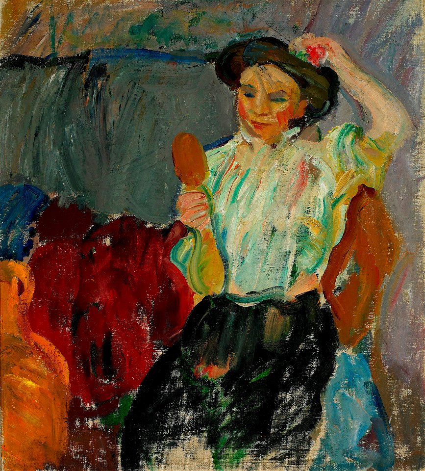 Karl Isakson, Dame med håndspejl, 1910-11,KMS4407, Statens Museum for Kunst