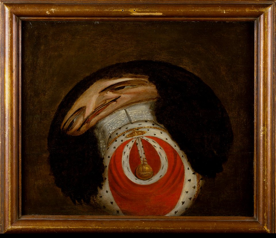 Karl II av England (1630-85) Anamorfos med lös cylinderformad spegel - Nationalmuseum - 96052