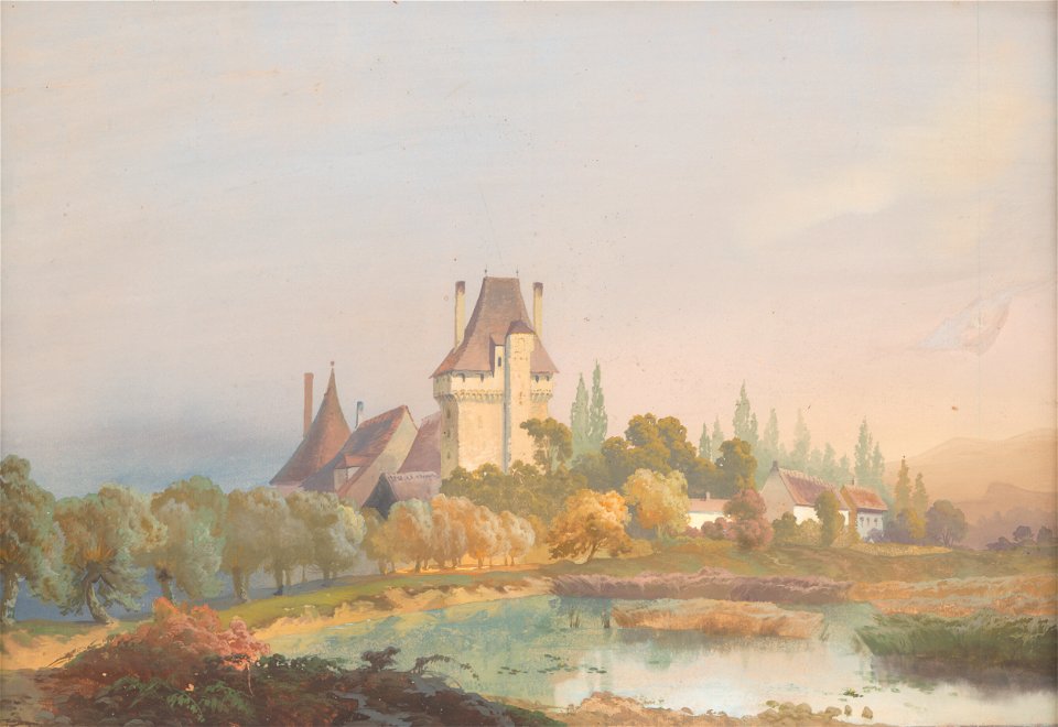 Karol Marko st. - Krajina so zámkom nad jazerom - M 356 - Ernest Zmeták Art Gallery