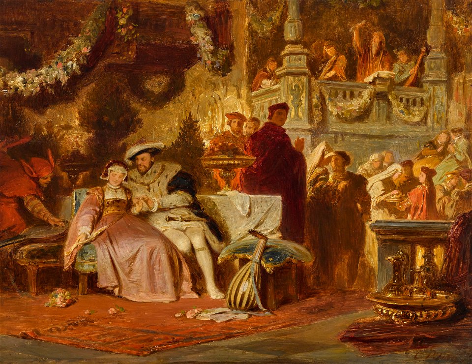 Karl Theodor von Piloty - Heinrich VIII. wirbt um Anna Boleyn auf dem Ball bei Kardinal Wolsey
